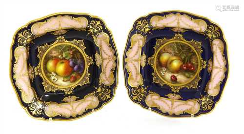 A pair of Royal Worcester cabinet dishes