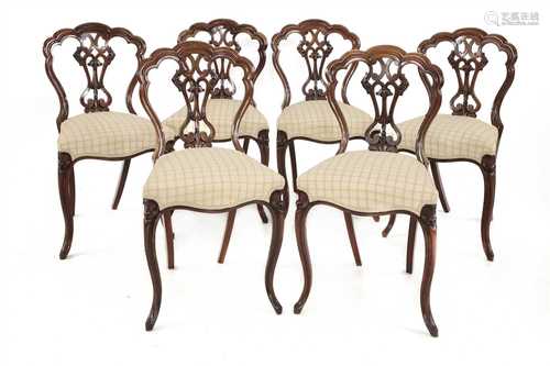 A set of six rosewood parlour chairs,