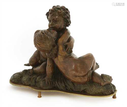 A Venetian carved walnut figural group,