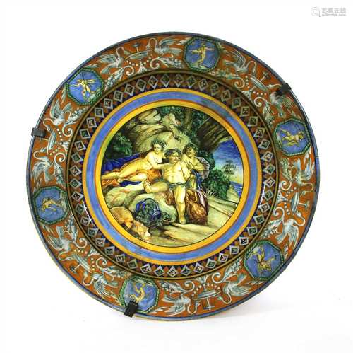 An istoriato majolica charger,