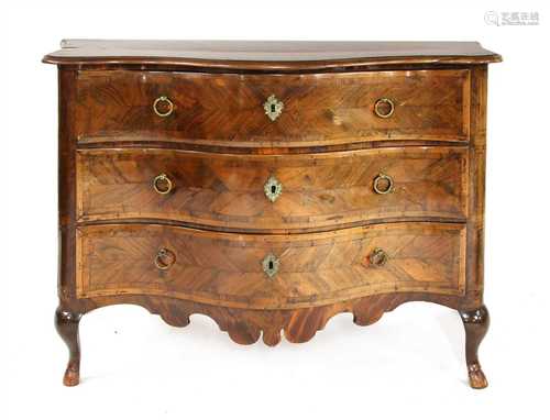 A Maltese kingwood and mahogany-banded serpentine chest,