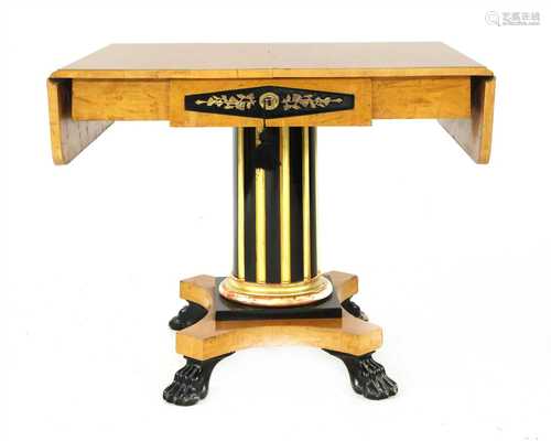 A Biedermeier satinwood and ebonised sofa table