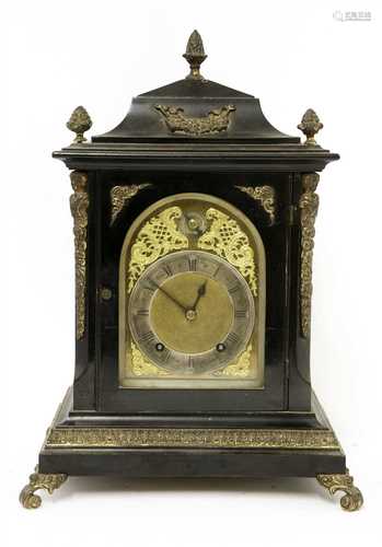 A Winterhalder and Hofmeier ebonised and brass bracket clock,