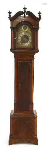 A Georgian-style mahogany grandmother clock,