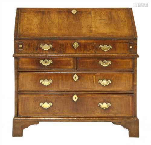 A Queen Anne figured walnut bureau