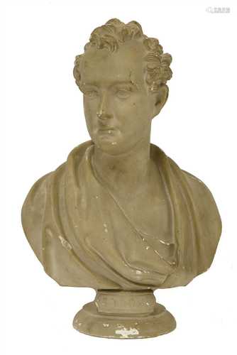 A plaster bust of Lord Byron,