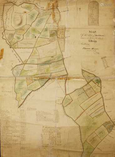 IRISH INTEREST: Original Hand drawn and coloured MAP of the Estate of Miss. E. Flood,