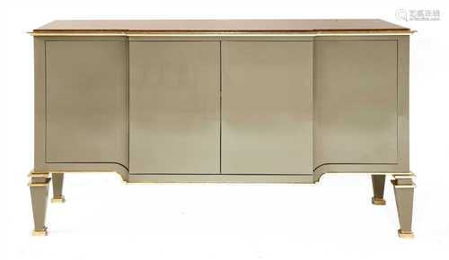 A contemporary grey-lacquered breakfront sideboard,