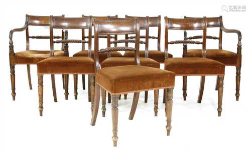 A set of eight mahogany dining chairs,