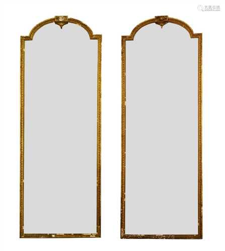 A pair of gilt gesso pier mirrors,