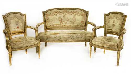 A Louis XVI-style part salon suite,