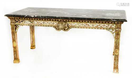 A Chippendale-style giltwood console table,