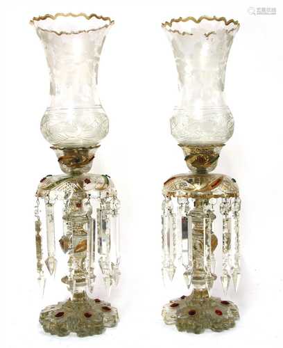 A pair of Bohemian 'Persian market' glass lustres,