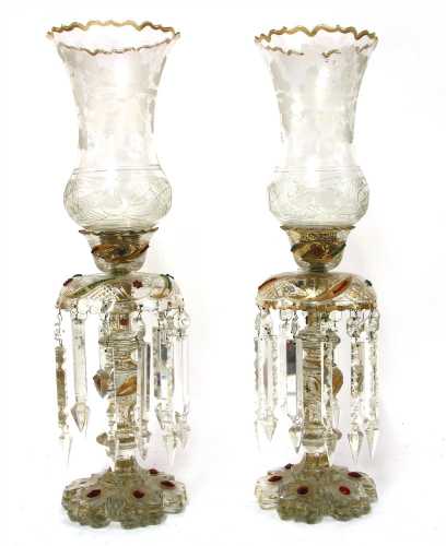 A pair of Bohemian 'Persian market' glass lustres,