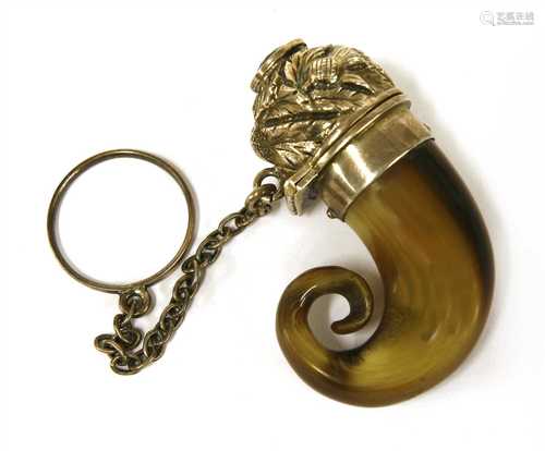 A Scottish horn and silver vinaigrette,