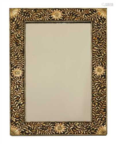 A Moroccan bone inset wall mirror