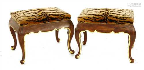 A pair of Continental dressing stools,