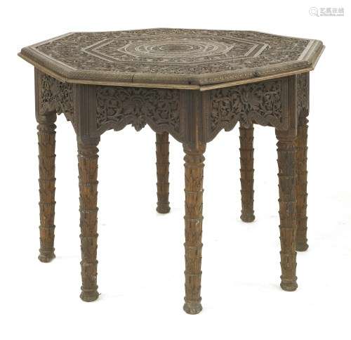 An Anglo-Indian hardwood octagonal centre table,