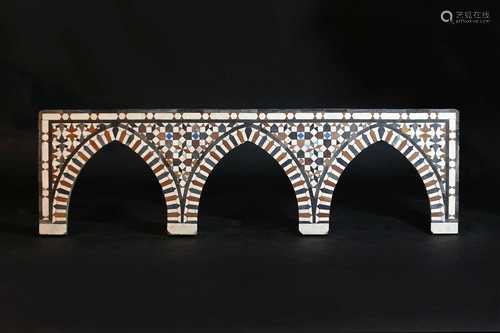 A Mamluk (15th-17th century CE) mosaic triple arched panel,