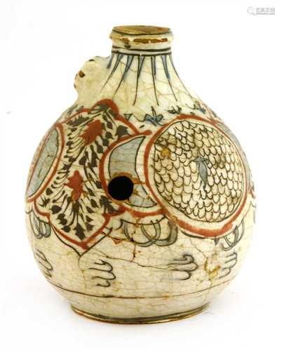 A Safavid pottery kalian pipe base,