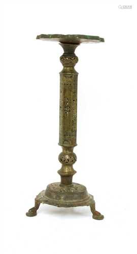 A Persian bronze lamp stand,