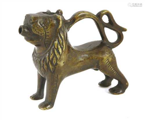 A bronze lion aquamanile,