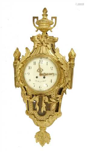 A Louis XV-style gilt bronze cartel clock,