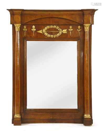 A Continental walnut pier mirror,