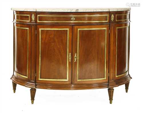 A Continental demilune side cabinet,