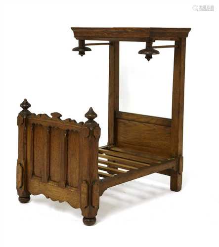 A miniature oak tester bed,