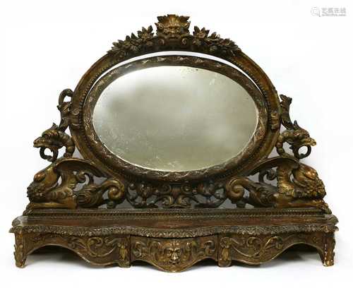 An Italian carved giltwood and gesso dressing table mirror,