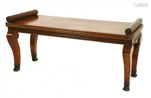 A French Empire mahogany window seat,