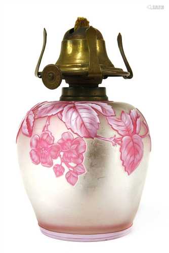 A Thomas Webb & Sons cameo glass oil lamp,