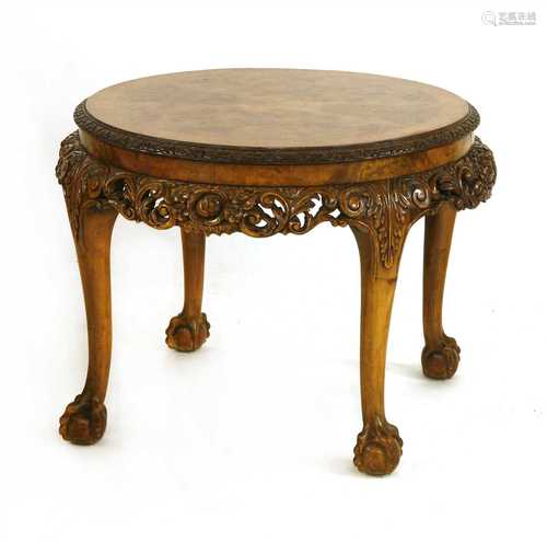 A Georgian-style walnut circular occasional table,