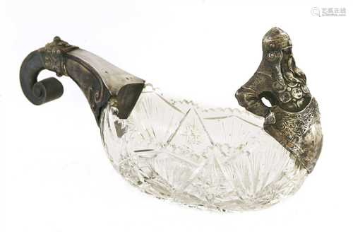 A Russian silver-mounted cut-glass kvosh,