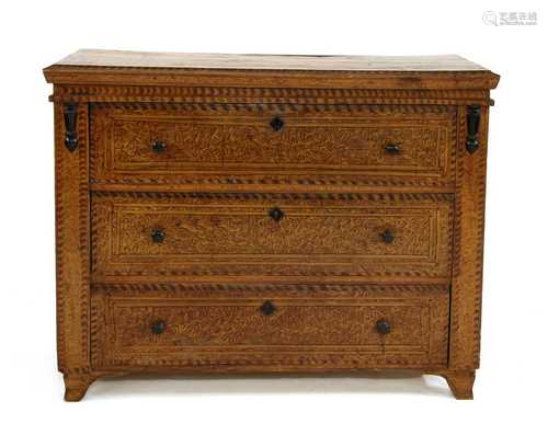 A Northern European scumbled pine commode chest,