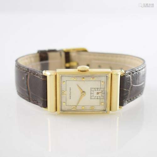 HAMILTON rectangular 14k yellow gold gents wristwatch