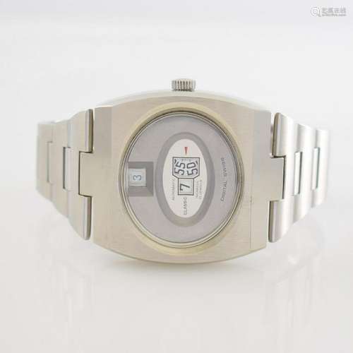 CLASSIC gents wristwatch with digital display in steel