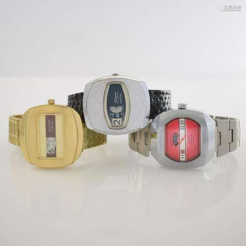 Set of 3 gents wristwatches with digital display