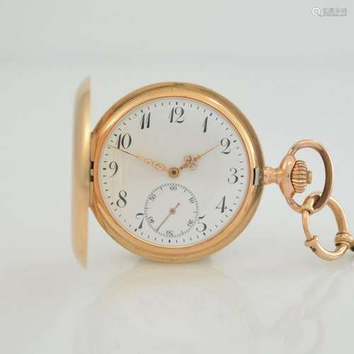 REVUE 14k pink gold hunting cased pocket watch