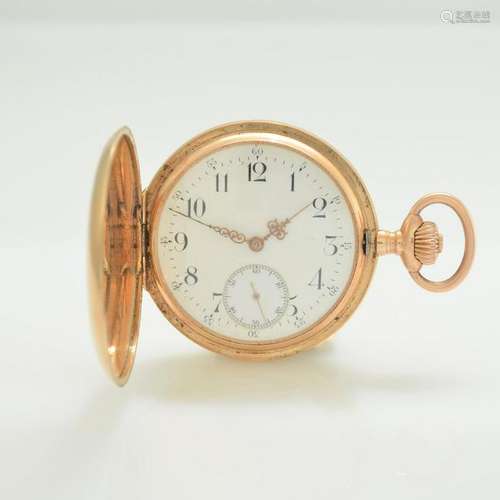 OMEGA heavy 14k pink gold hunting cased pocket watch