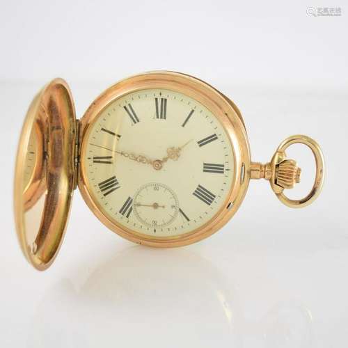 Hunting cased 14k pink gold pocket watch