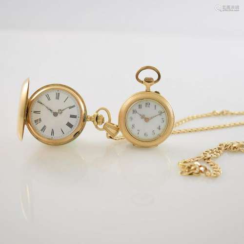 Set of 2 14k pink gold ladies pocket watches