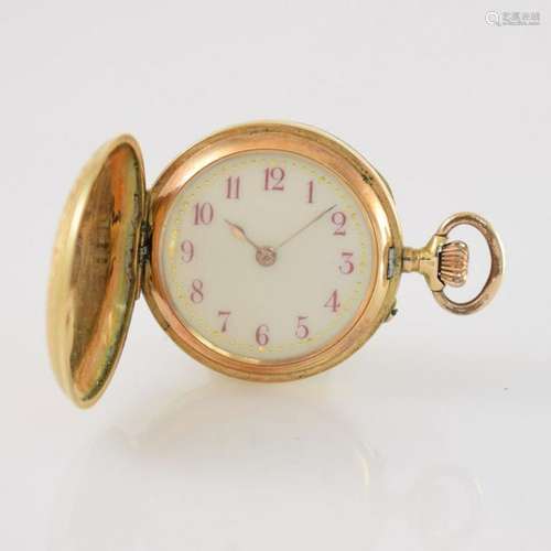 Hunting cased 14k pink gold ladies pocket watch