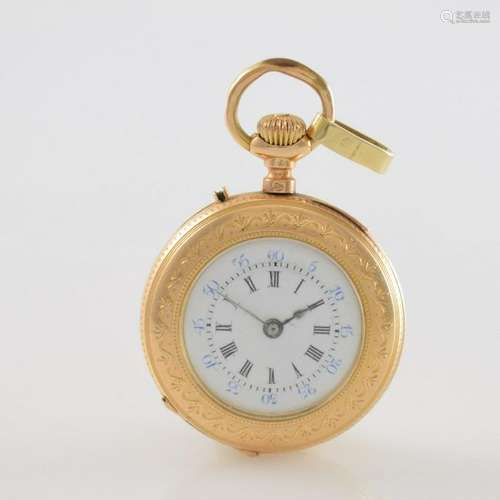 Open face 14k pink gold ladies pocket watch