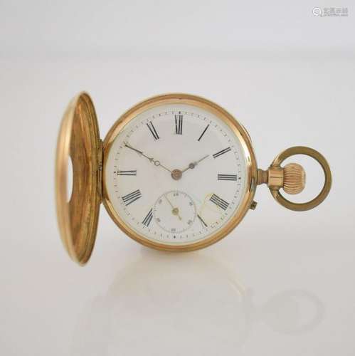 Half-hunter pocket watch in 14k yellow gold