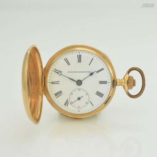 JACK WATCH FACTORY 14k gold hunting cased pocket watch