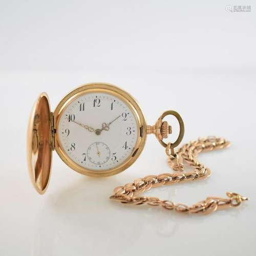 Hunting cased 14k pink gold pocket watch