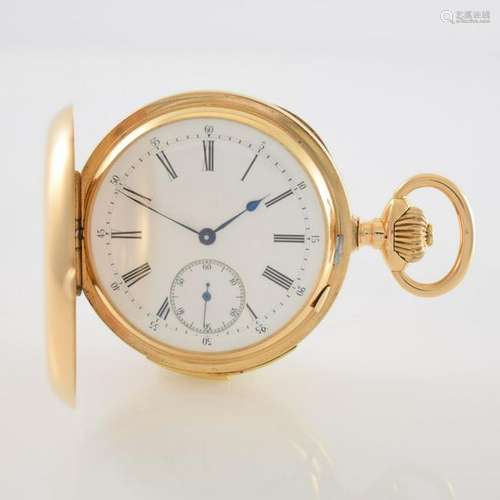 Hunting cased 18k pink gold pocket watch