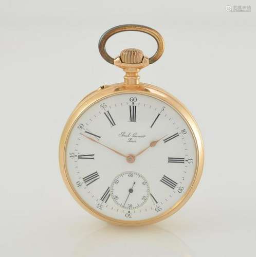 PAUL GARNIER 18k pink gold open face pocket watch